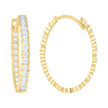 14kt Yellow Gold Womens Cubic-Zirconia Diamond-Cut Fashion Hoop Earrings