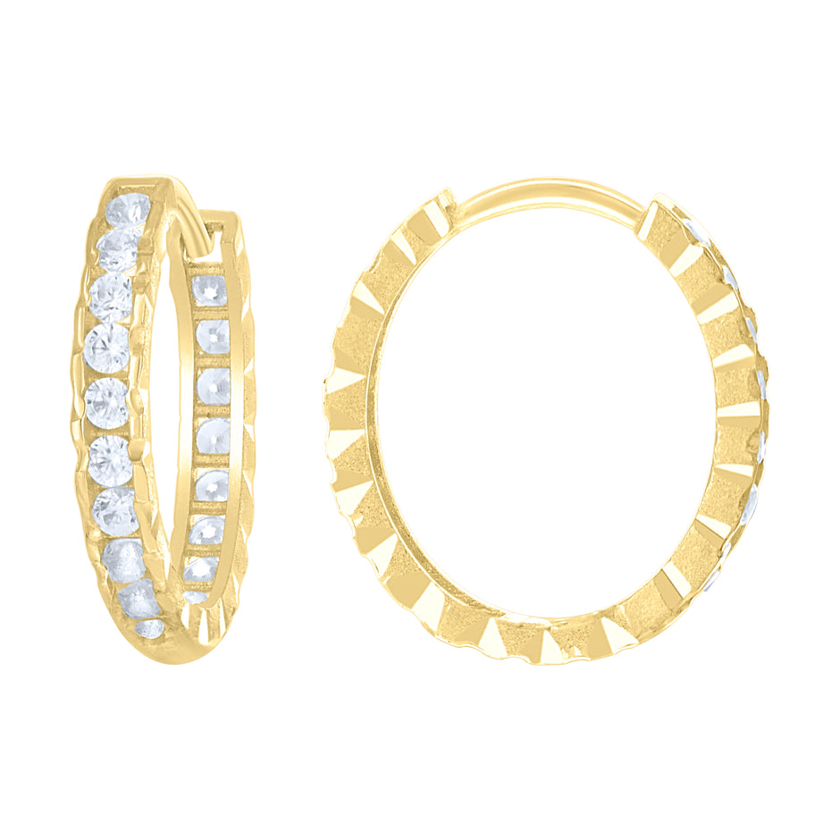 10kt Yellow Gold Womens Cubic-Zirconia Fashion Hoop Earrings