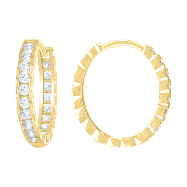 10kt Yellow Gold Womens Cubic-Zirconia Fashion Hoop Earrings