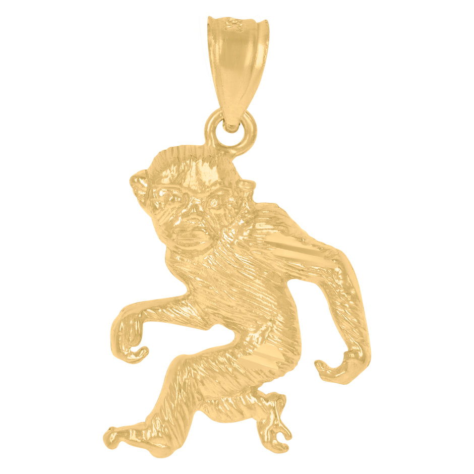 10kt Yellow Gold Womens Mens Unisex Monkey Animal Charm Pendant