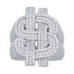 925 Sterling Silver Mens 4.79ct Moissanite Dollar Sign Currency Ring Size 11 - SLV-141804