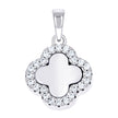 925 Sterling Silver Womens Cubic-Zirconia White Clover Good Luck Pendant 13mm