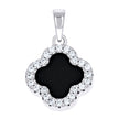 925 Sterling Silver Womens Cubic-Zirconia Black Clover Good Luck Pendant 13mm