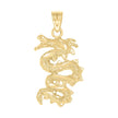 10kt Yellow Gold Textured Unisex Dragon Snake Animal Charm Pendant