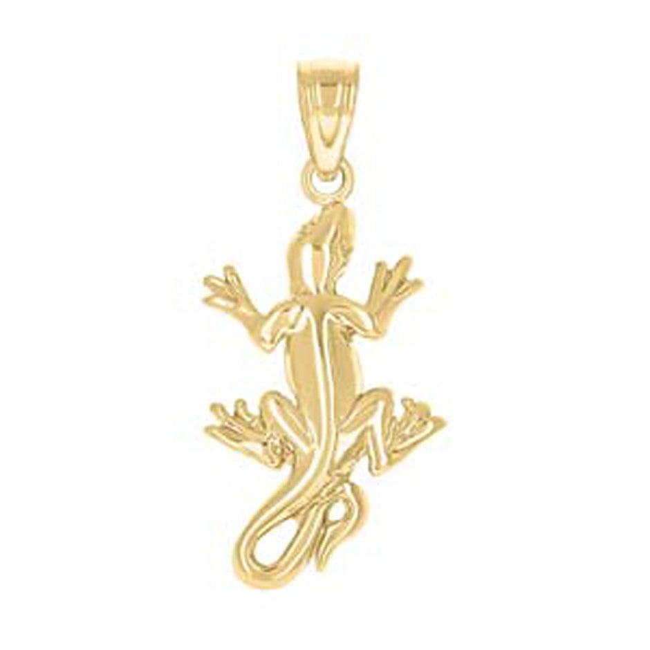 10kt Yellow Gold Womens Mens Unisex Lizard Animal Charm Pendant