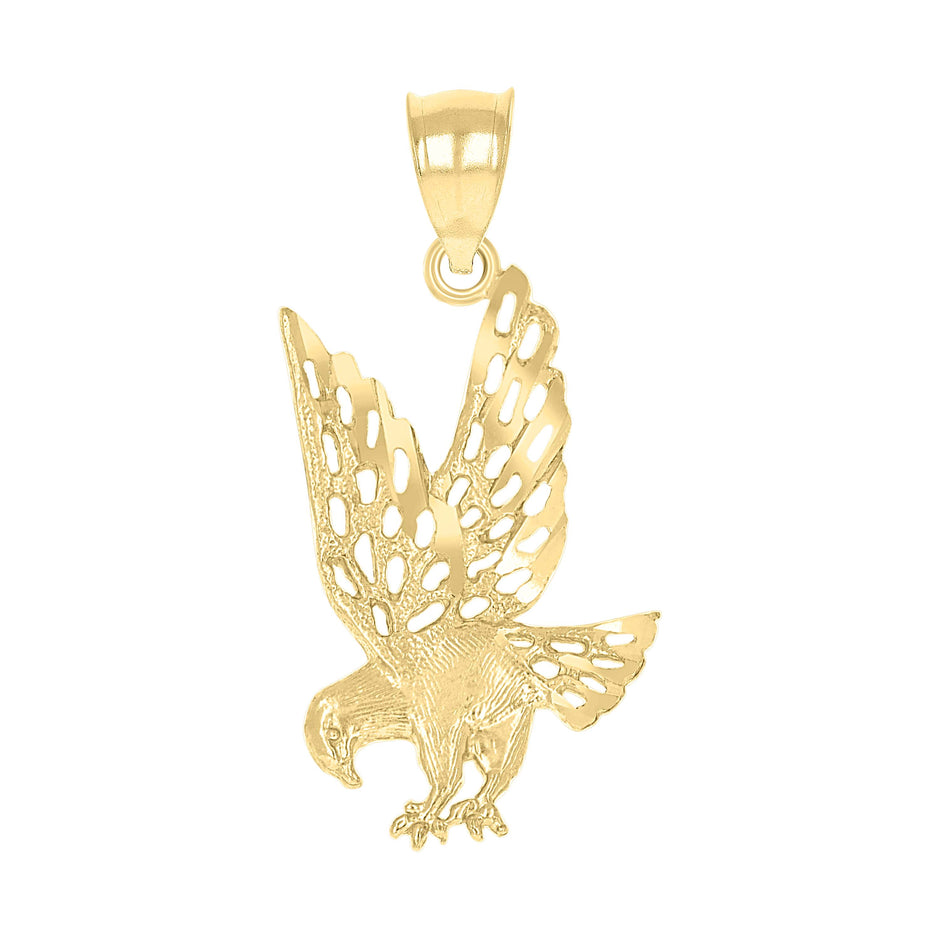 10kt Yellow Gold Diamond-Cut Unisex Eagle Animal Charm Pendant
