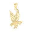 10kt Yellow Gold Diamond-Cut Unisex Eagle Animal Charm Pendant