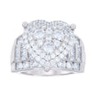 925 Sterling Silver Womens Baguette Round Cubic-Zirconia Heart Ring Size 6