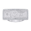 925 Sterling Silver Mens Cubic-Zirconia 100 Dollar Bill Currency Fashion Ring Size 9 - SLV-142099