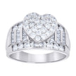 925 Sterling Silver Womens Baguette Round Cubic-Zirconia Love Heart Ring Size 7 - SLV-142145