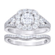 925 Sterling Silver Womens Cushion-Cut Round Cubic-Zirconia Duo Bridal Ring Set Size 10 - SLV-142154