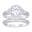925 Sterling Silver Womens Cubic-Zirconia Halo Duo Ring Set Size 8 - SLV-142158
