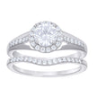 925 Sterling Silver Womens Cubic-Zirconia Halo Duo Ring Set Size 10 - SLV-142166