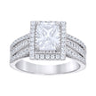 925 Sterling Silver Womens Emerald Round Cubic-Zirconia Rectangle Head Engagement Ring Size 9 - SLV-142171