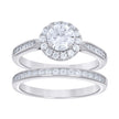 925 Sterling Silver Womens Cubic-Zirconia Halo Duo Ring Set Size 7 - SLV-142175