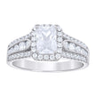 925 Sterling Silver Womens Emerald Round Cubic-Zirconia Rectangle Head Engagement Ring Size 9 - SLV-142190