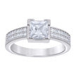 925 Sterling Silver Womens Princess-Cut Round Cubic-Zirconia Square Head Engagement Ring Size 6 - SLV-142202