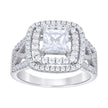 925 Sterling Silver Womens Princess-Cut Round Cubic-Zirconia Square Head Engagement Ring Size 7 - SLV-142213