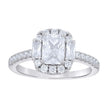 925 Sterling Silver Womens Emerald Baguette Round Cubic-Zirconia Fashion Engagement Ring Size 5