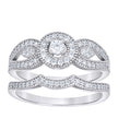 925 Sterling Silver Womens Cubic-Zirconia Duo Bridal Ring Set Size 7 - SLV-142269