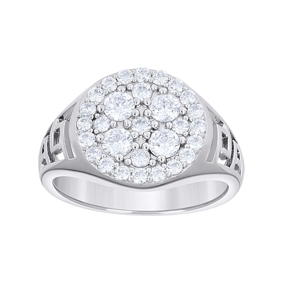 925 Sterling Silver Mens Cubic-Zirconia Fashion Ring Size 9 - SLV-142278