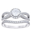 925 Sterling Silver Womens Cubic-Zirconia Duo Bridal Ring Set Size 8 - SLV-142281