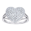 925 Sterling Silver Womens Cubic-Zirconia Love Heart Ring Size 10 - SLV-142290
