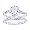 925 Sterling Silver Womens Oval Round Cubic-Zirconia Halo Duo Ring Set Size 10 - SLV-142298
