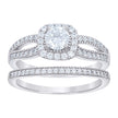 925 Sterling Silver Womens Cubic-Zirconia Square Head Duo Ring Set Size 9 - SLV-142310