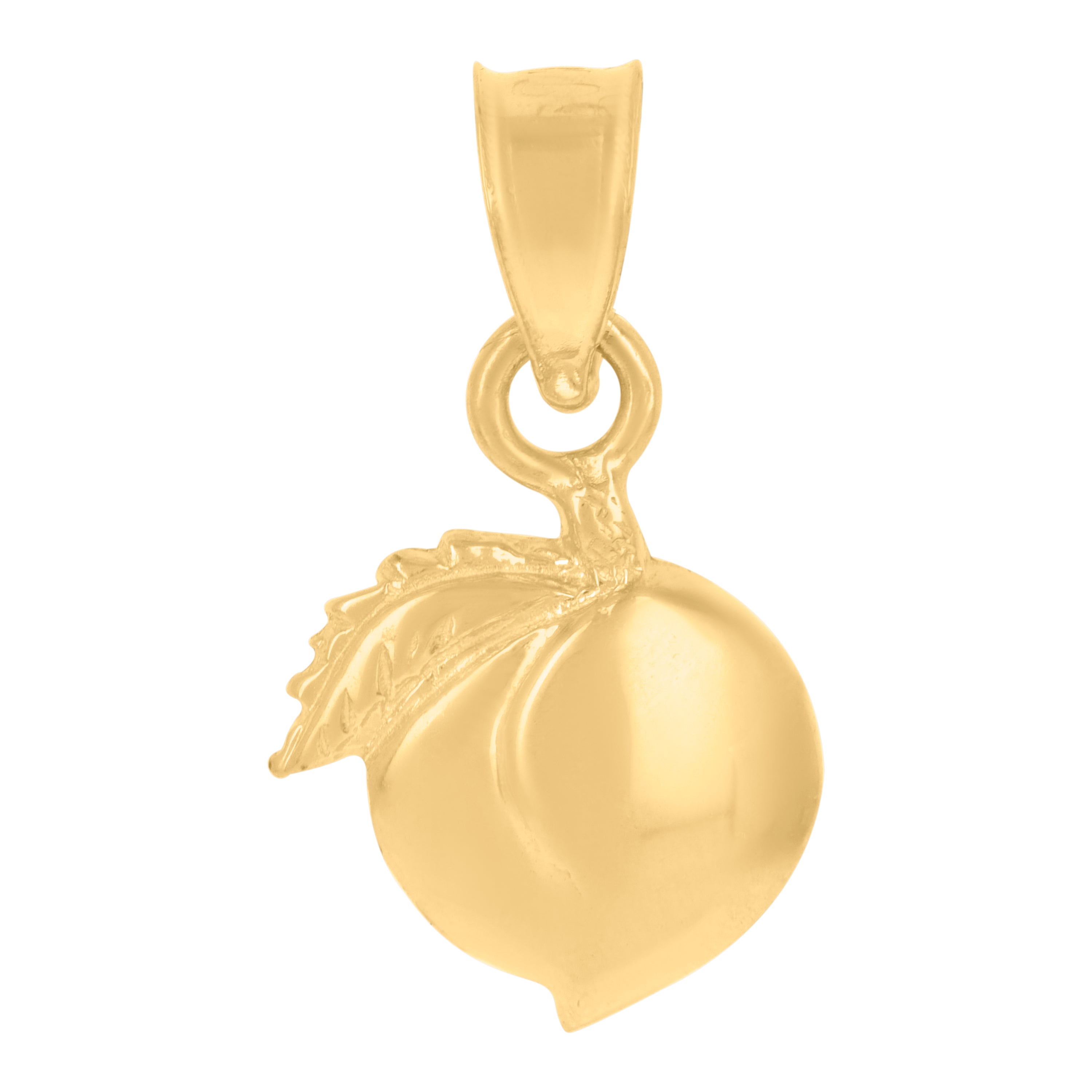 10kt Yellow Gold Unisex Peach Food Charm Pendant