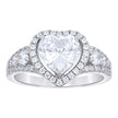 925 Sterling Silver Womens Heart Round Cubic-Zirconia Heart Engagement Ring Size 9 - SLV-142323