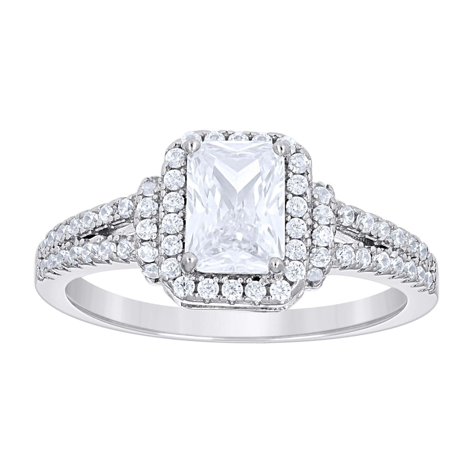 925 Sterling Silver Womens Emerald Round Cubic-Zirconia Engagement Ring Size 9 - SLV-142337