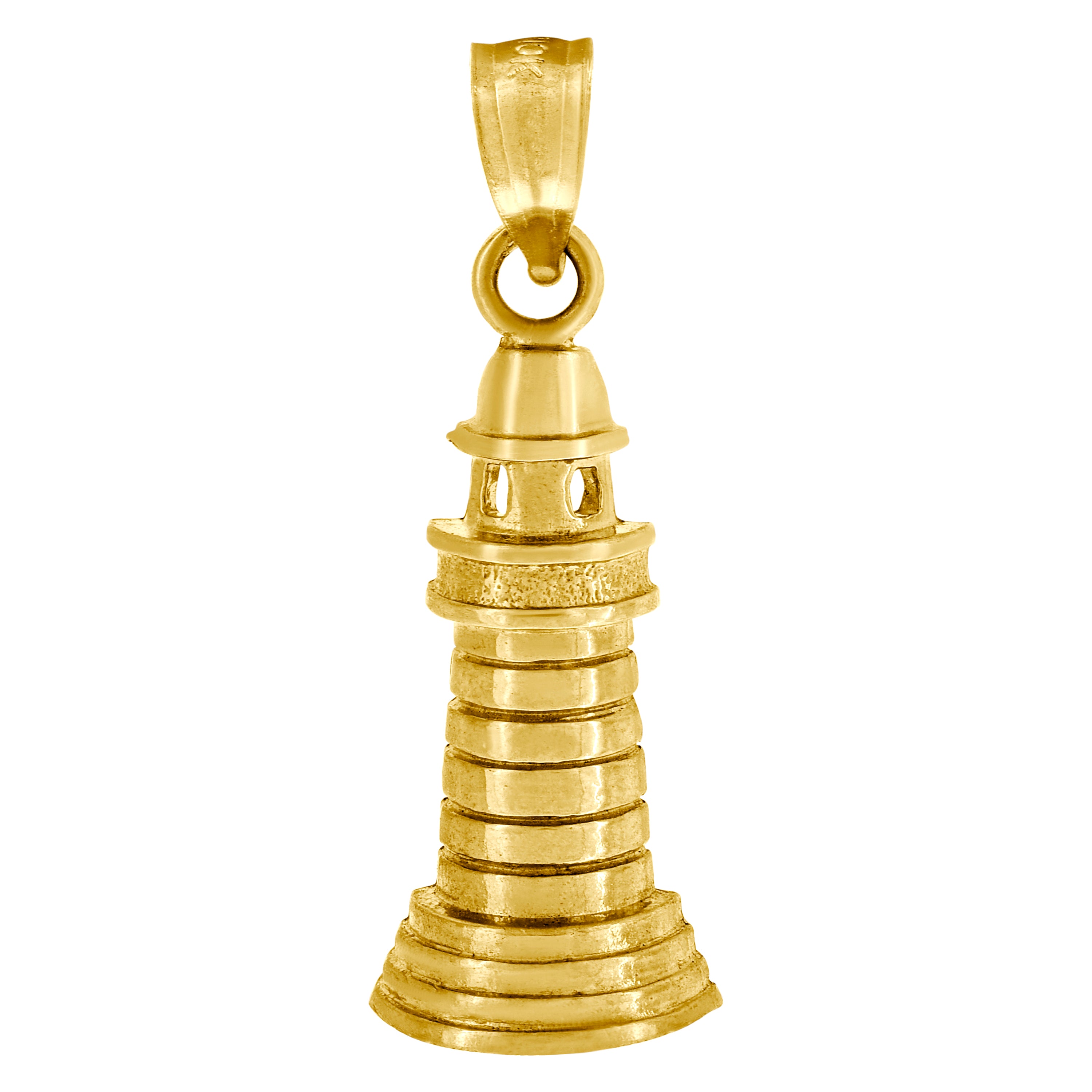 10kt Yellow Gold Unisex Light House Charm Pendant