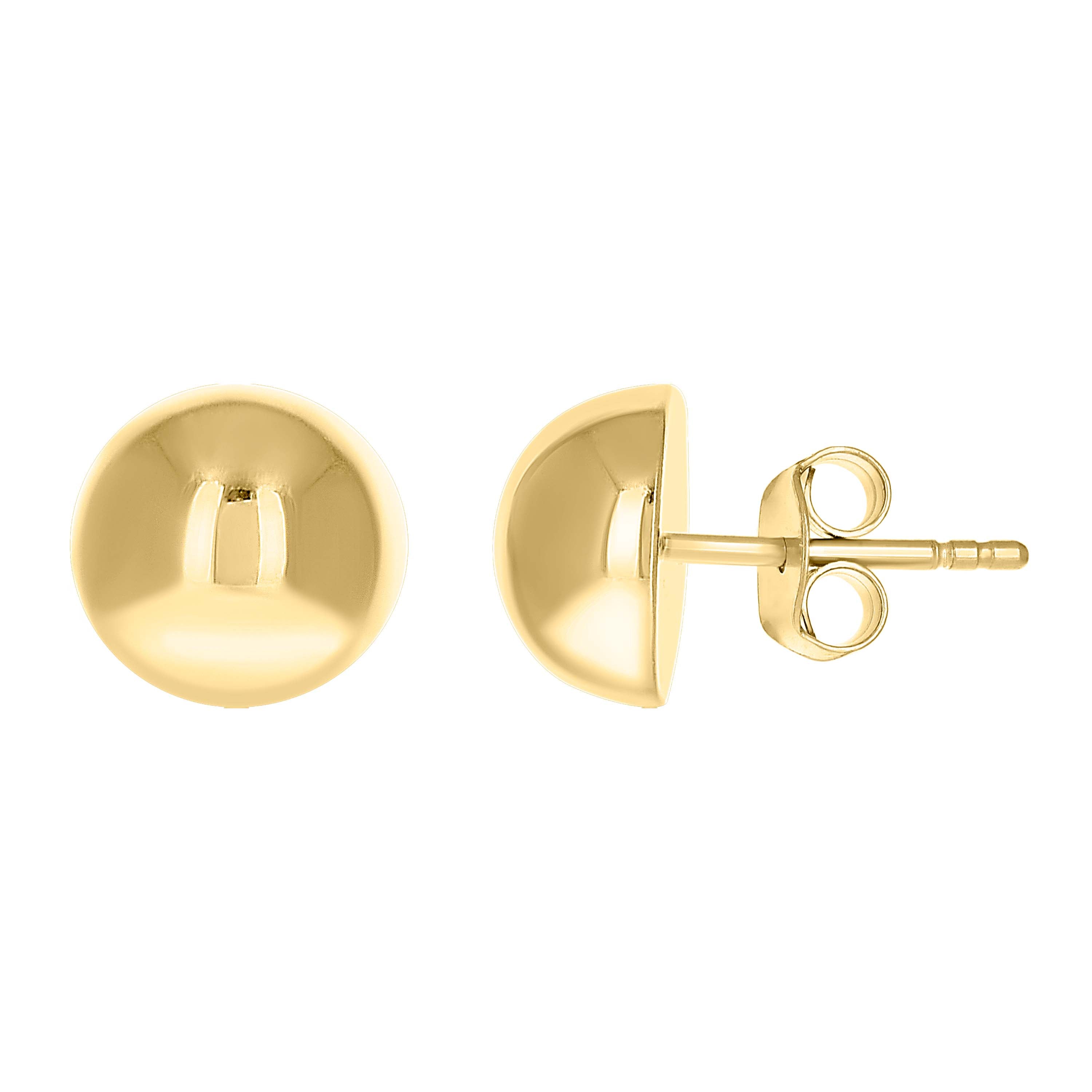 10kt Yellow Gold Womens Half Ball Stud Earrings