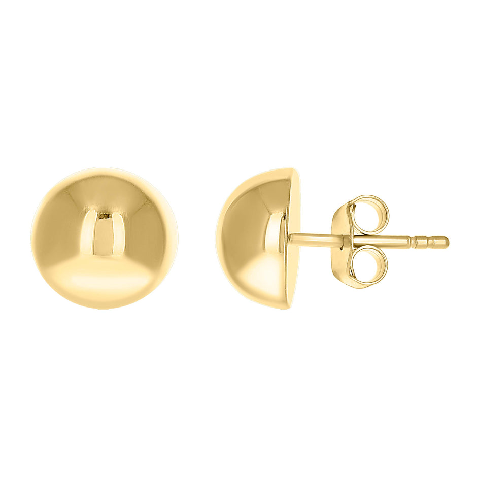 10kt Yellow Gold Womens Half Ball Stud Earrings