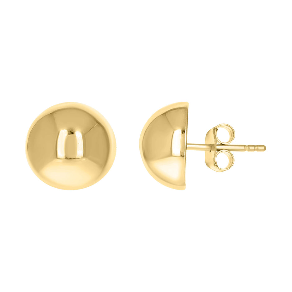 10kt Yellow Gold Womens Half Ball Stud Earrings
