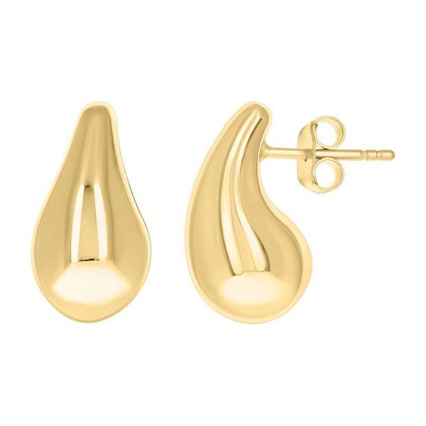 14kt Yellow Gold Womens Teardrop Stud Earrings 