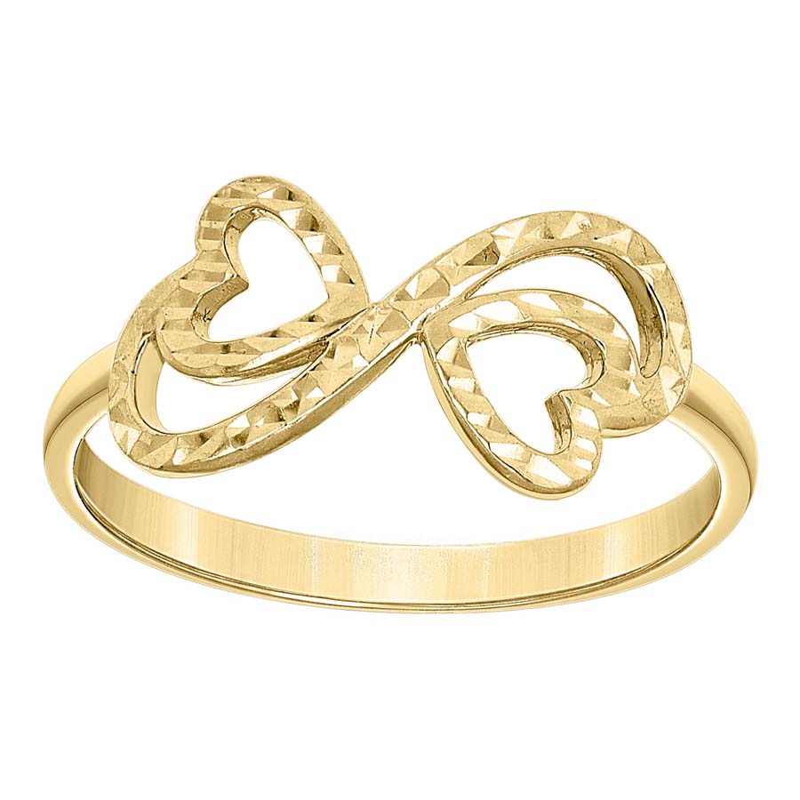 14kt Yellow Gold Womens Infinity Double Heart Ring 