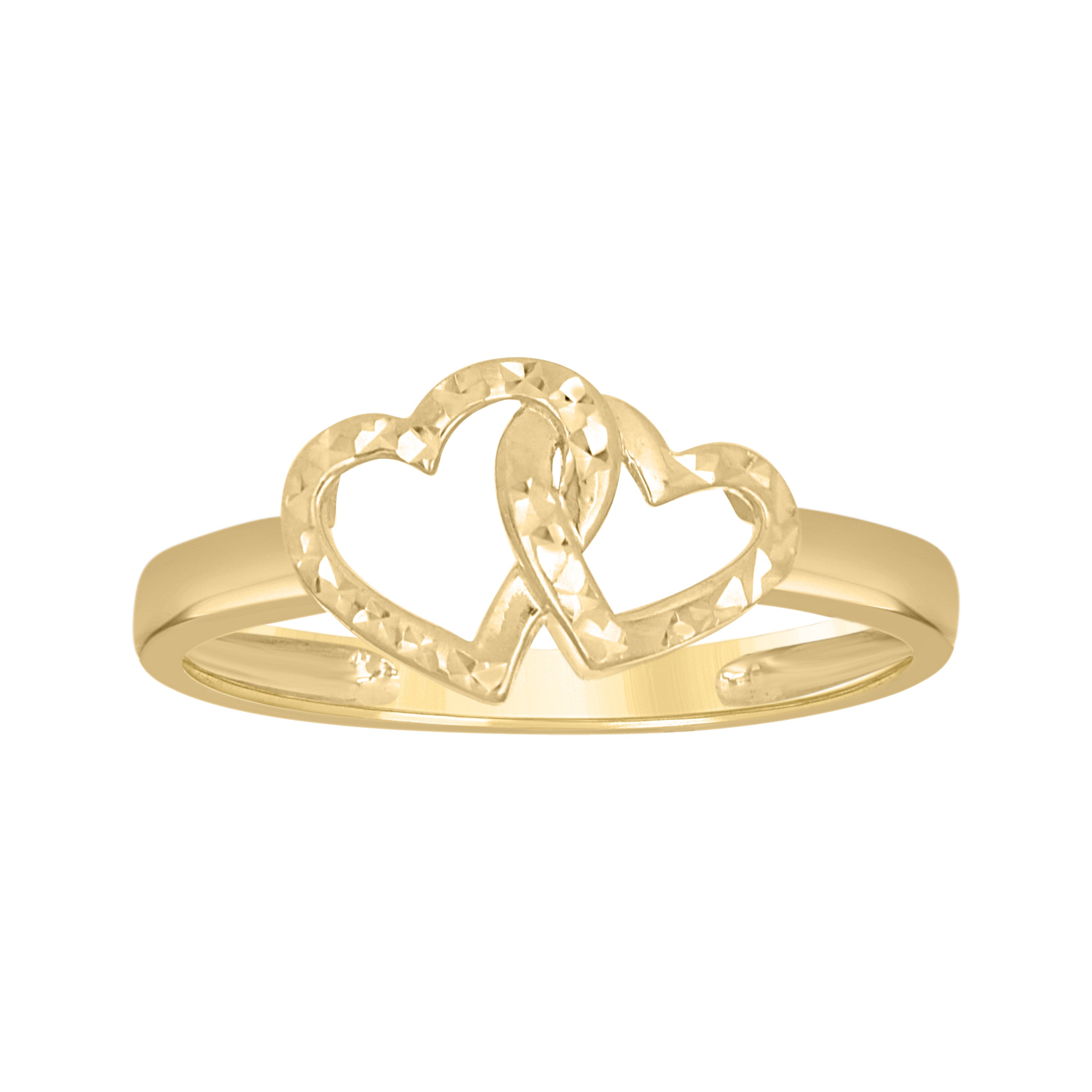 10kt Yellow Gold Womens Interlock Hearts Ring 