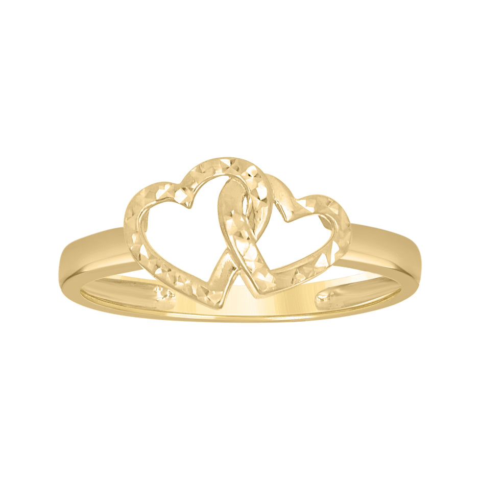 10kt Yellow Gold Womens Interlock Hearts Ring 
