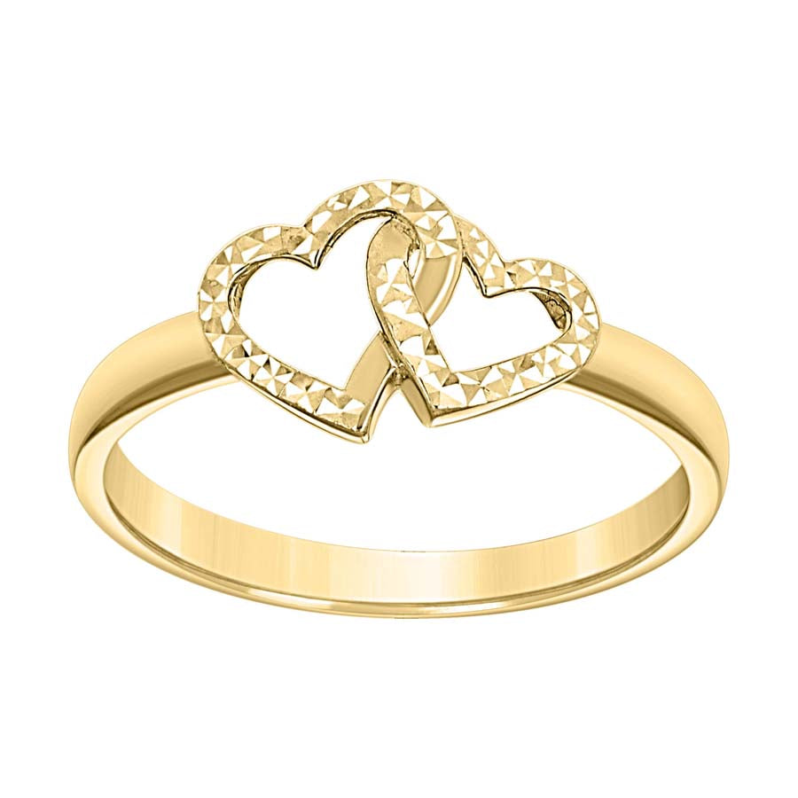 14kt Yellow Gold Womens Interlock Hearts Ring 