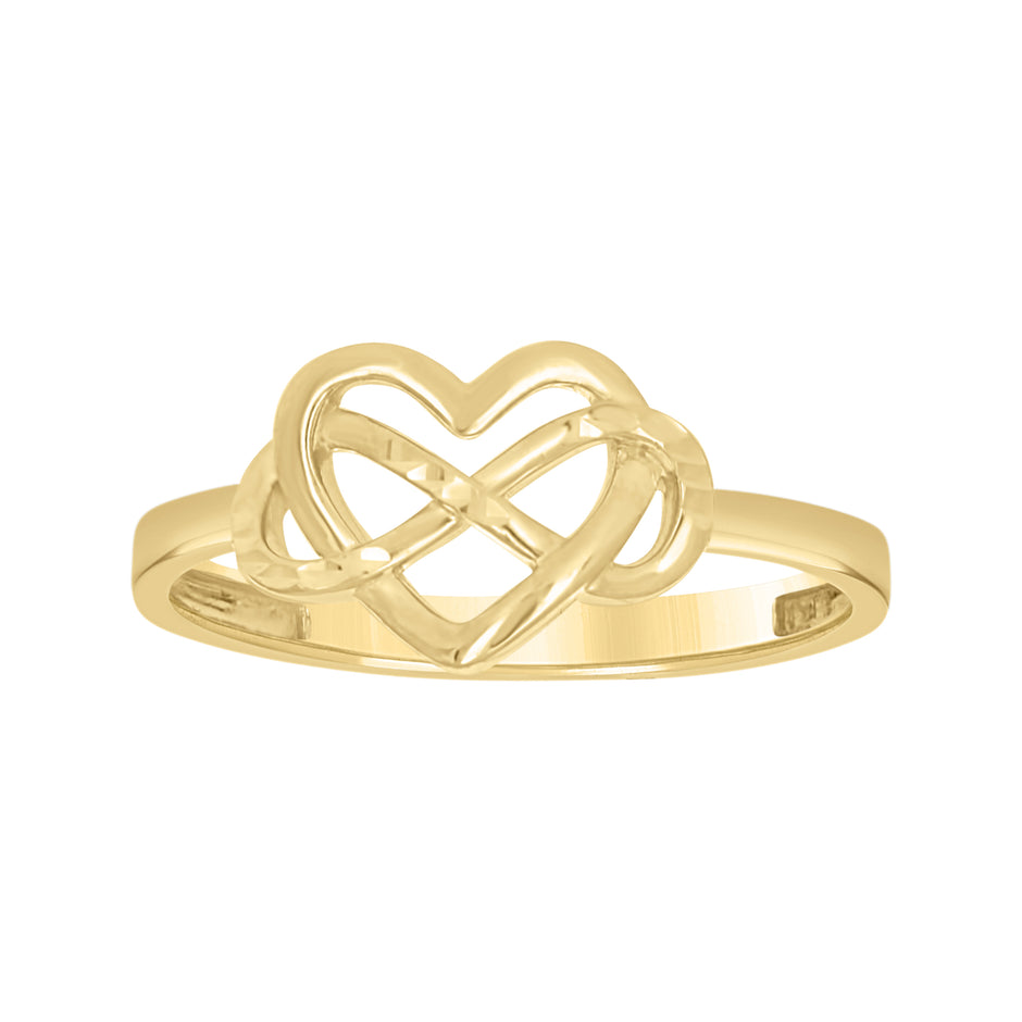 10kt Yellow Gold Womens Infinity Heart Ring 