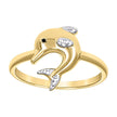 14kt Two-Tone Gold Womens Enameled Dolphin Ocean Life Ring 
