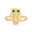 10kt Yellow Gold Womens Enameled Owl Bird Wildlife Ring 