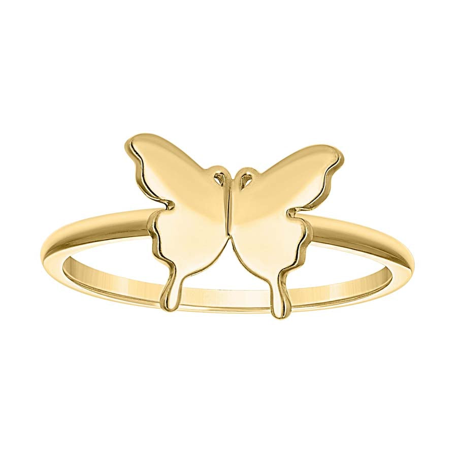 14kt Yellow Gold Womens Butterfly Ring 