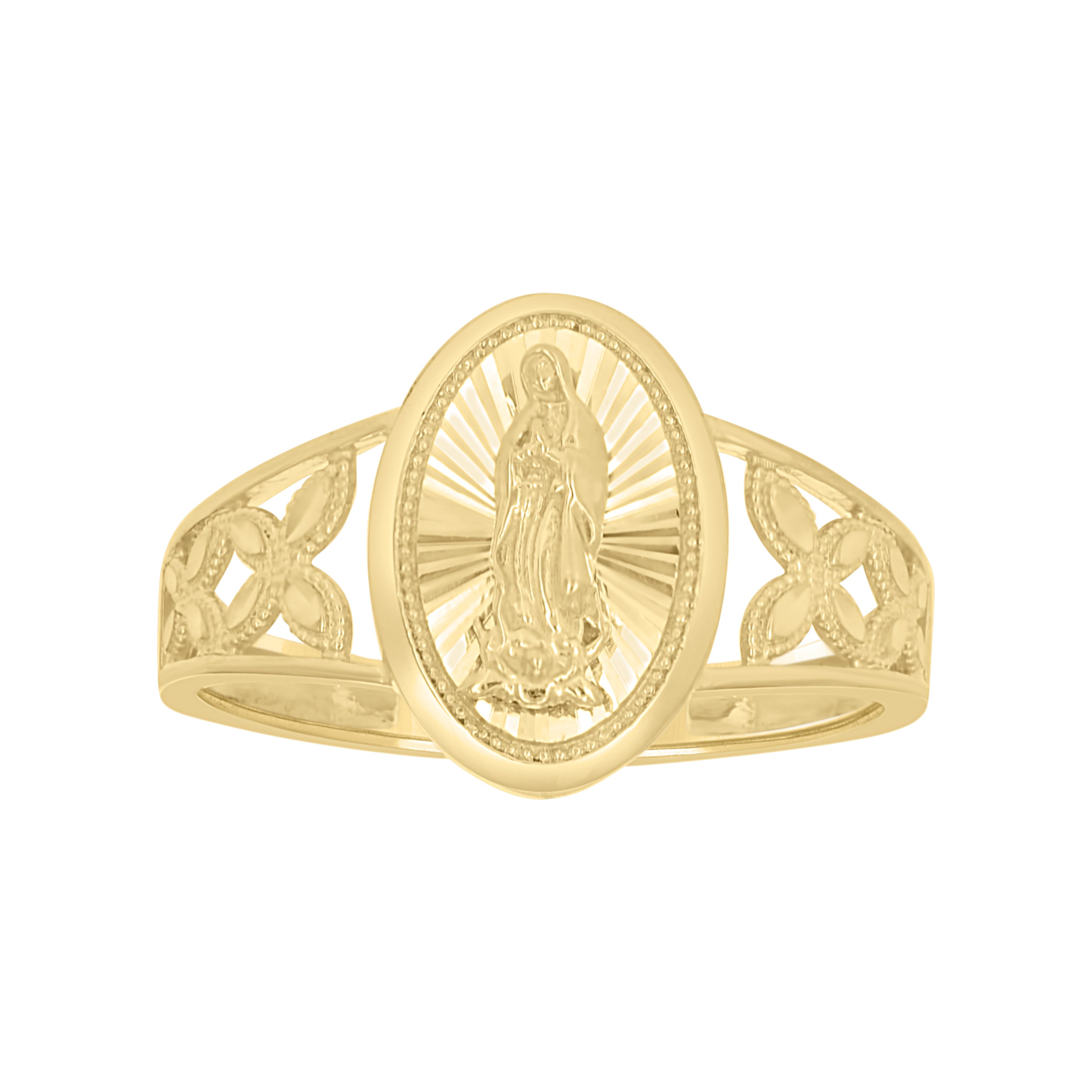 10kt Yellow Gold Womens Oval Head Guadalupe Religious Ring 