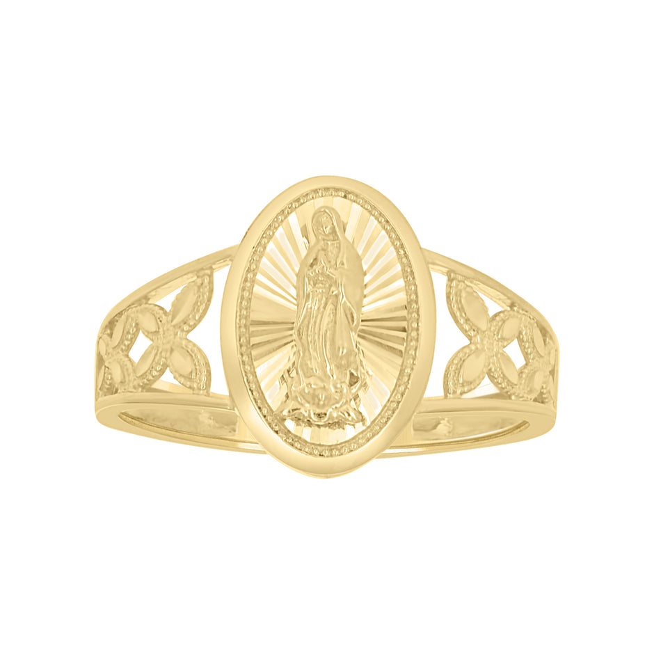 10kt Yellow Gold Womens Oval Head Guadalupe Religious Ring 