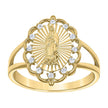 14kt Yellow Gold Womens Cubic-Zirconia Flower Head Guadalupe Religious Ring 