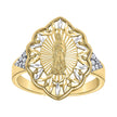 14kt Two-Tone Gold Womens Cubic-Zirconia Guadalupe Religious Ring 