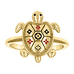 10kt Yellow Gold Womens Enameled Clover Turtle Ocean Life Ring 